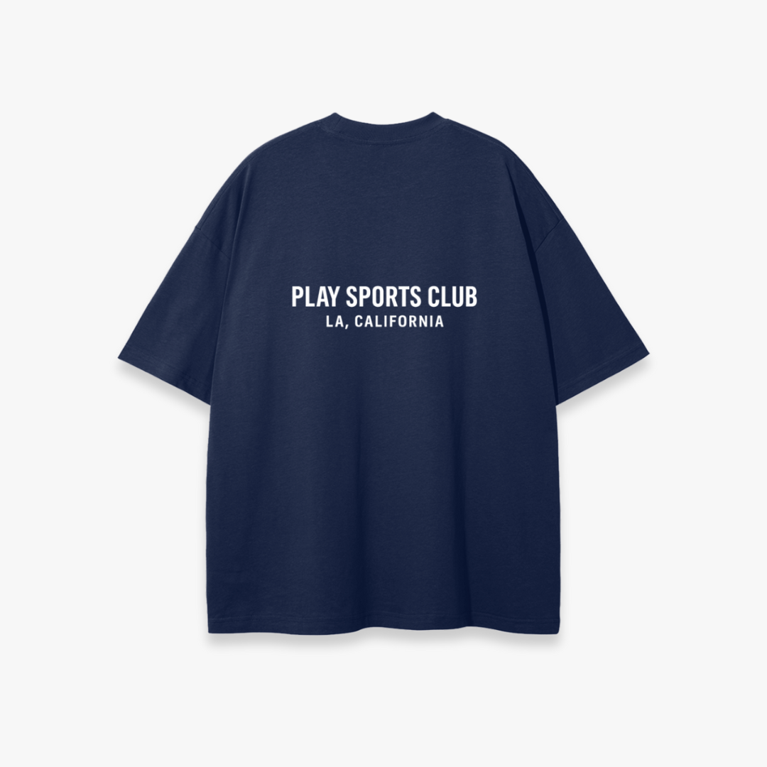 Navy “White Block” Oversized Tee