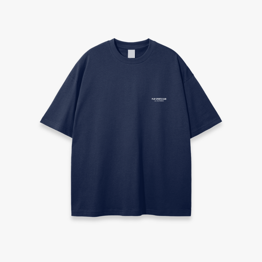 Navy “White Block” Oversized Tee