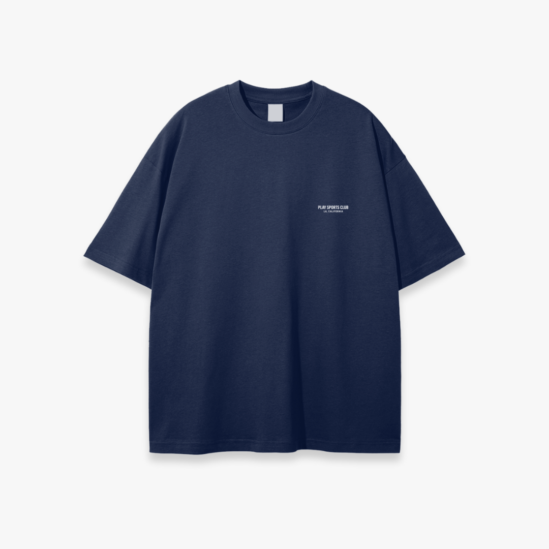 Navy “White Block” Oversized Tee