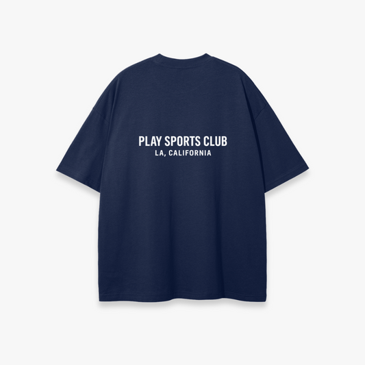 Navy “White Block” Oversized Tee