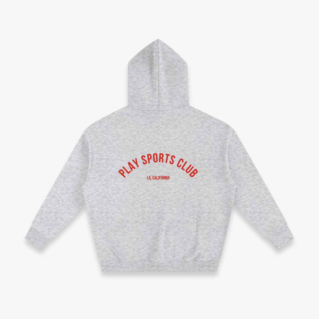 Grey “Red Arch” Oversized Fleeced Hoodie