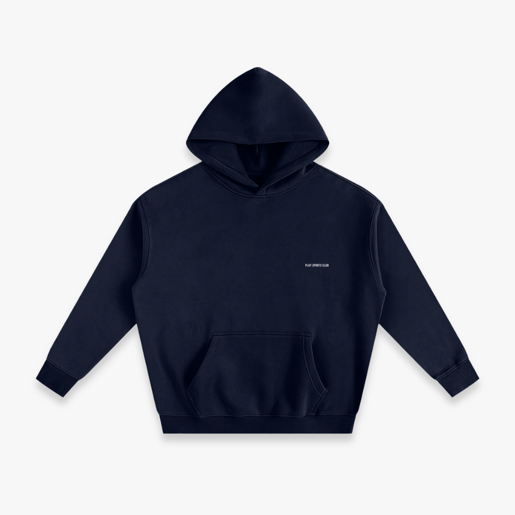 Navy “White Arch” Oversized Fleeced Hoodie
