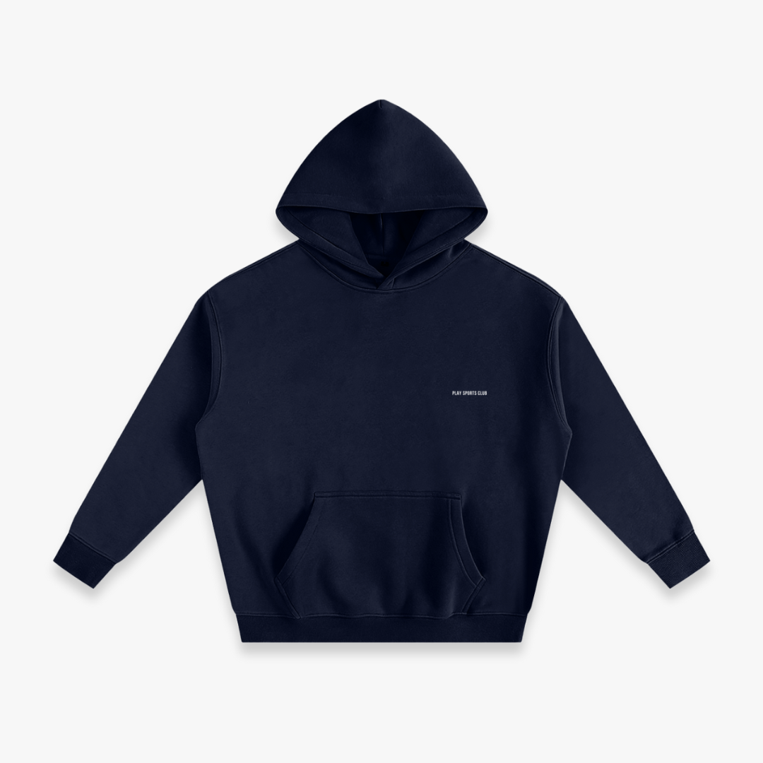 Navy “White Arch” Oversized Fleeced Hoodie