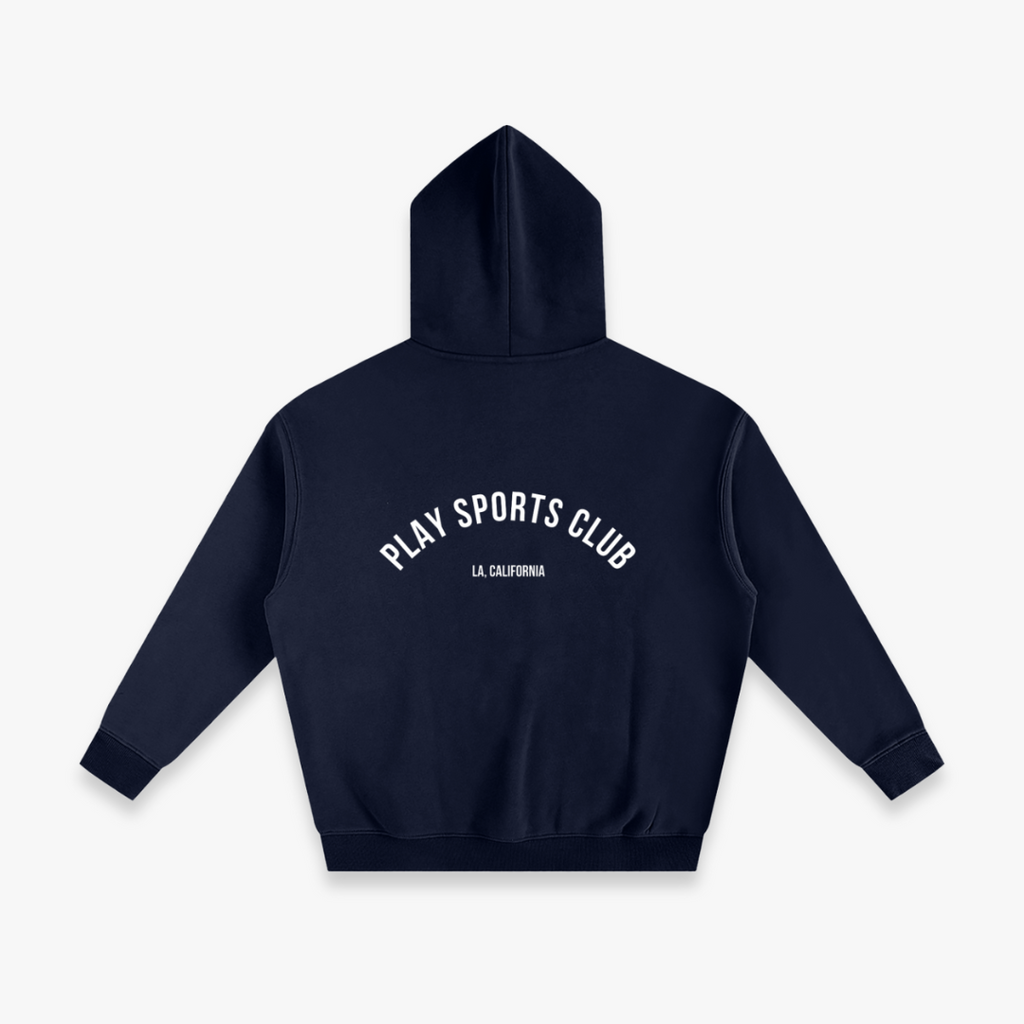 Navy “White Arch” Oversized Fleeced Hoodie