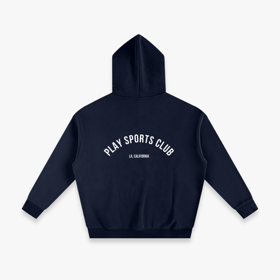 Navy “White Arch” Oversized Fleeced Hoodie