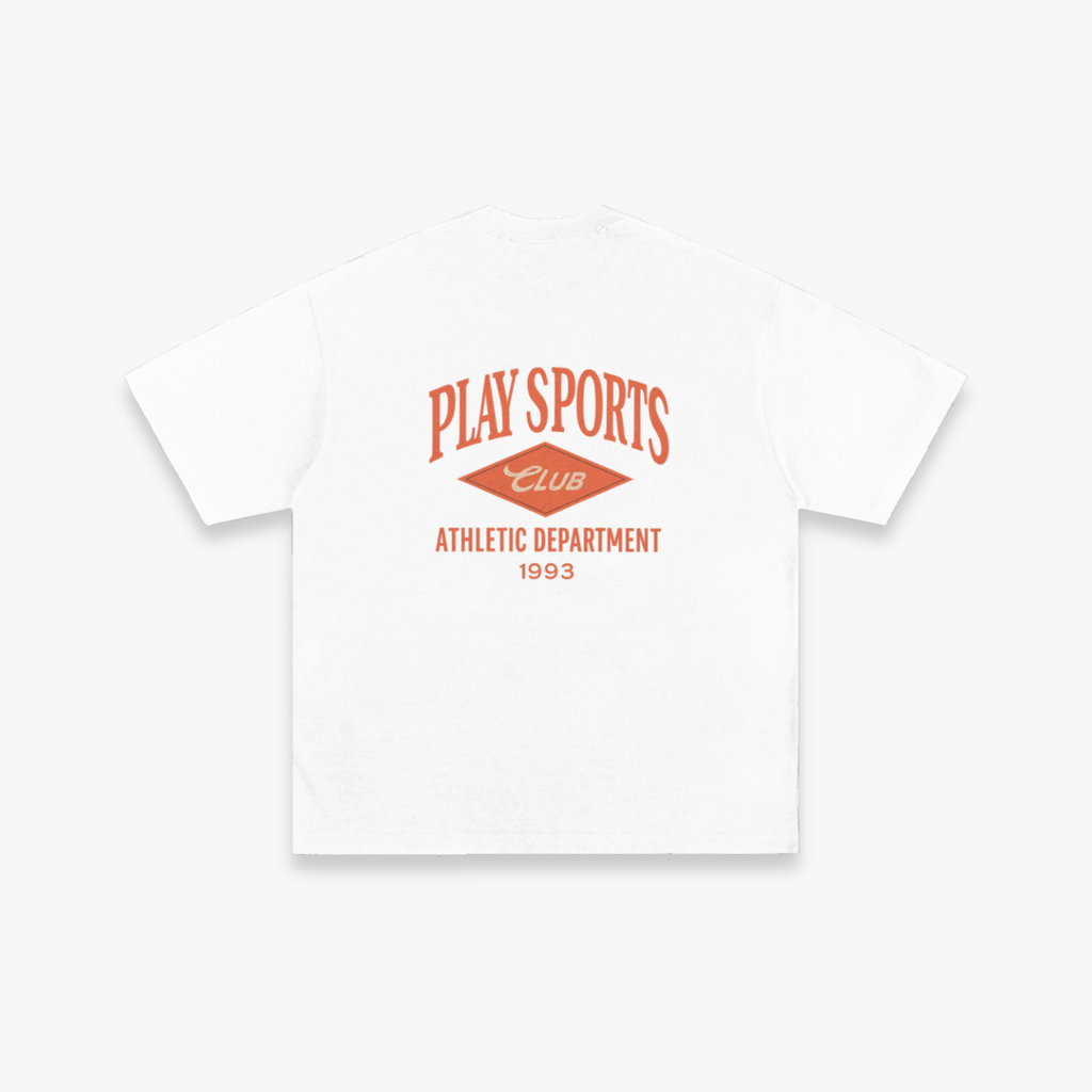White “Athletic Department” Hand-Frayed Heavyweight Tee