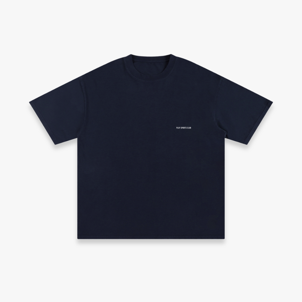 Navy “Cursive Back” Oversized Tee