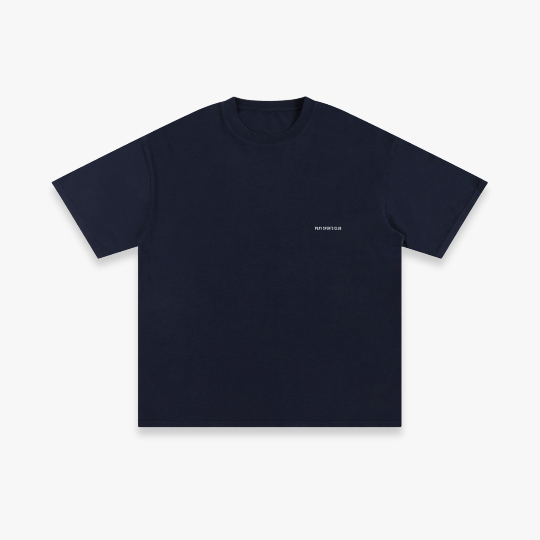 Navy “Cursive Back” Oversized Tee