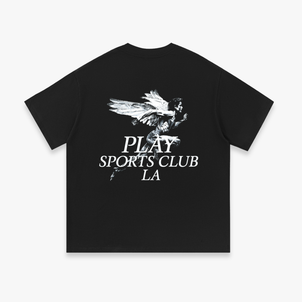 Black “Winged Runner” Oversized Tee