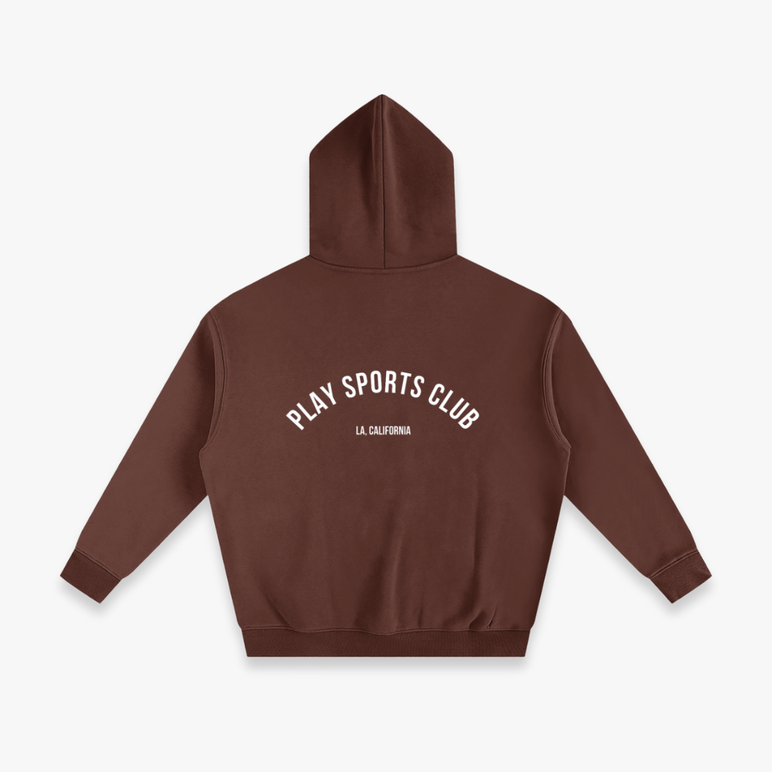 Coffee “White Arch” Oversized Fleeced Hoodie