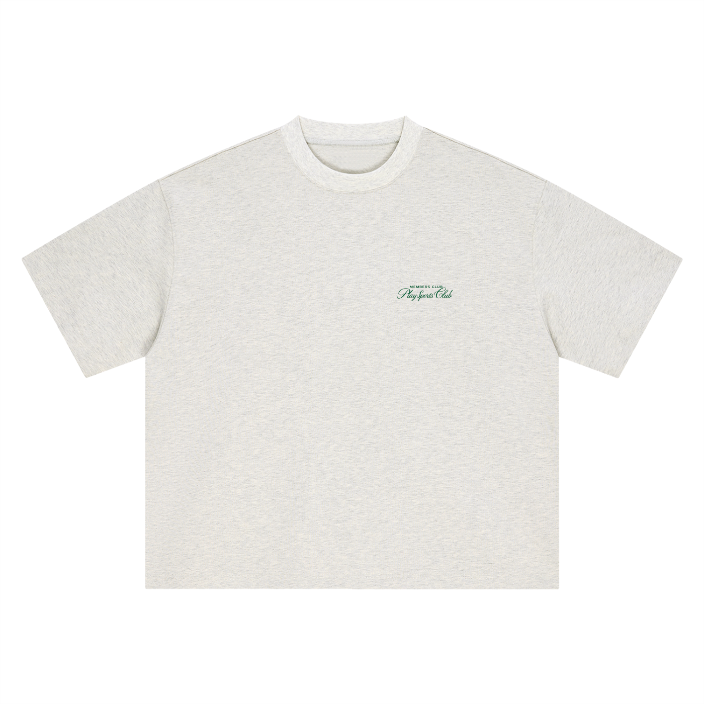 Members Club T-Shirt in grey marle laid flat, back