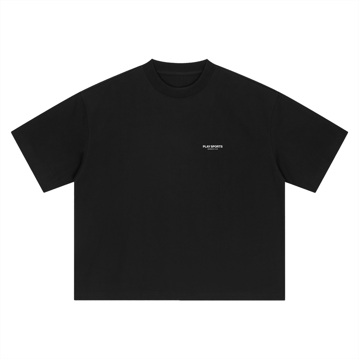 Members Club T-Shirt in black laid flat, back