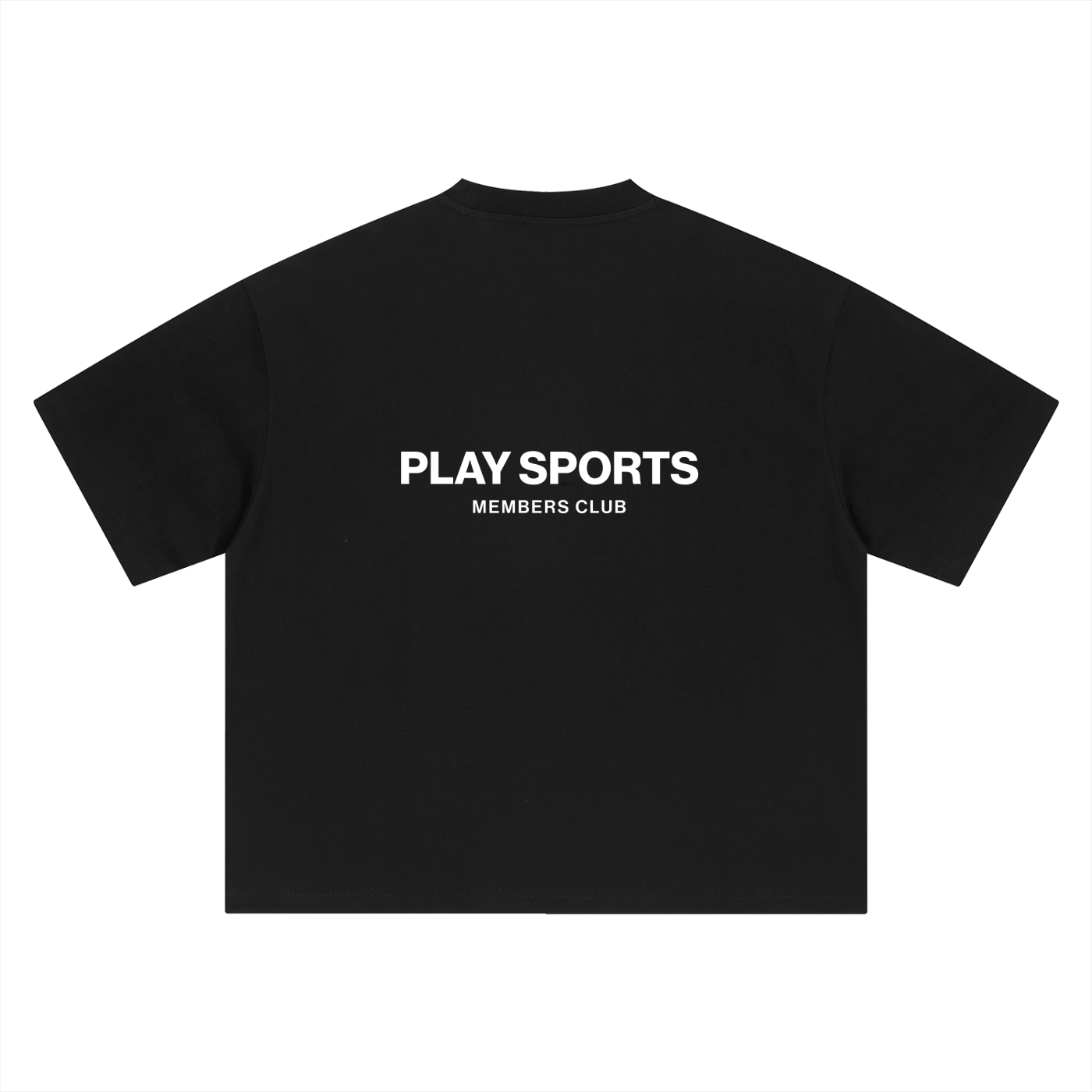 Members Club T-Shirt in black laid flat, front
