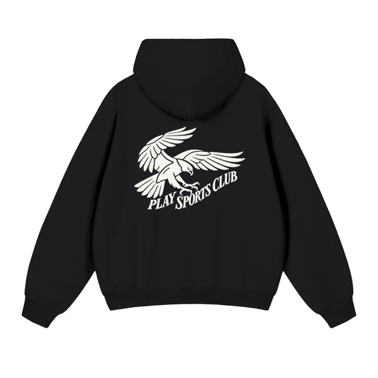 Play Sports Club Faded Black Falcon Dept. Oversized Hoodie back