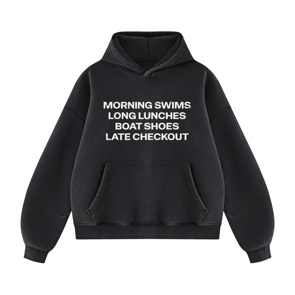 Play Sports Club Vintage Black Late Checkout Oversized Hoodie front